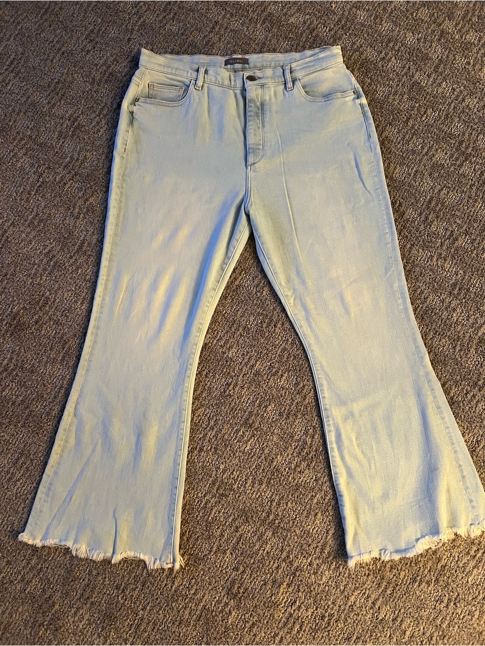 DL1961 Light Blue Flare Jeans with Raw Hem